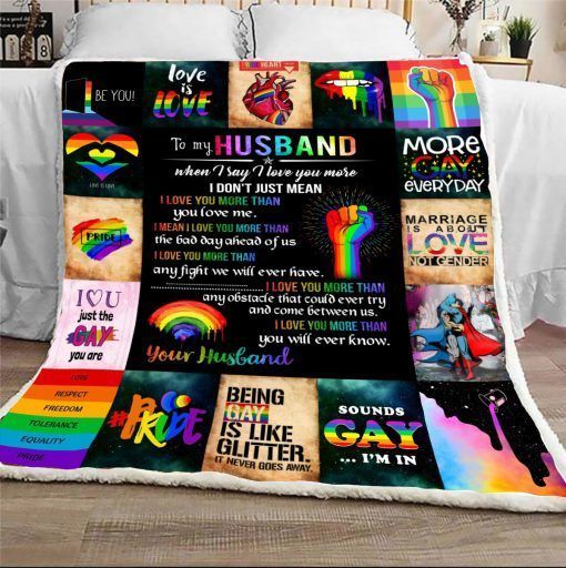 LGBT To My Husband I Love You Sherpa Fleece Blanket