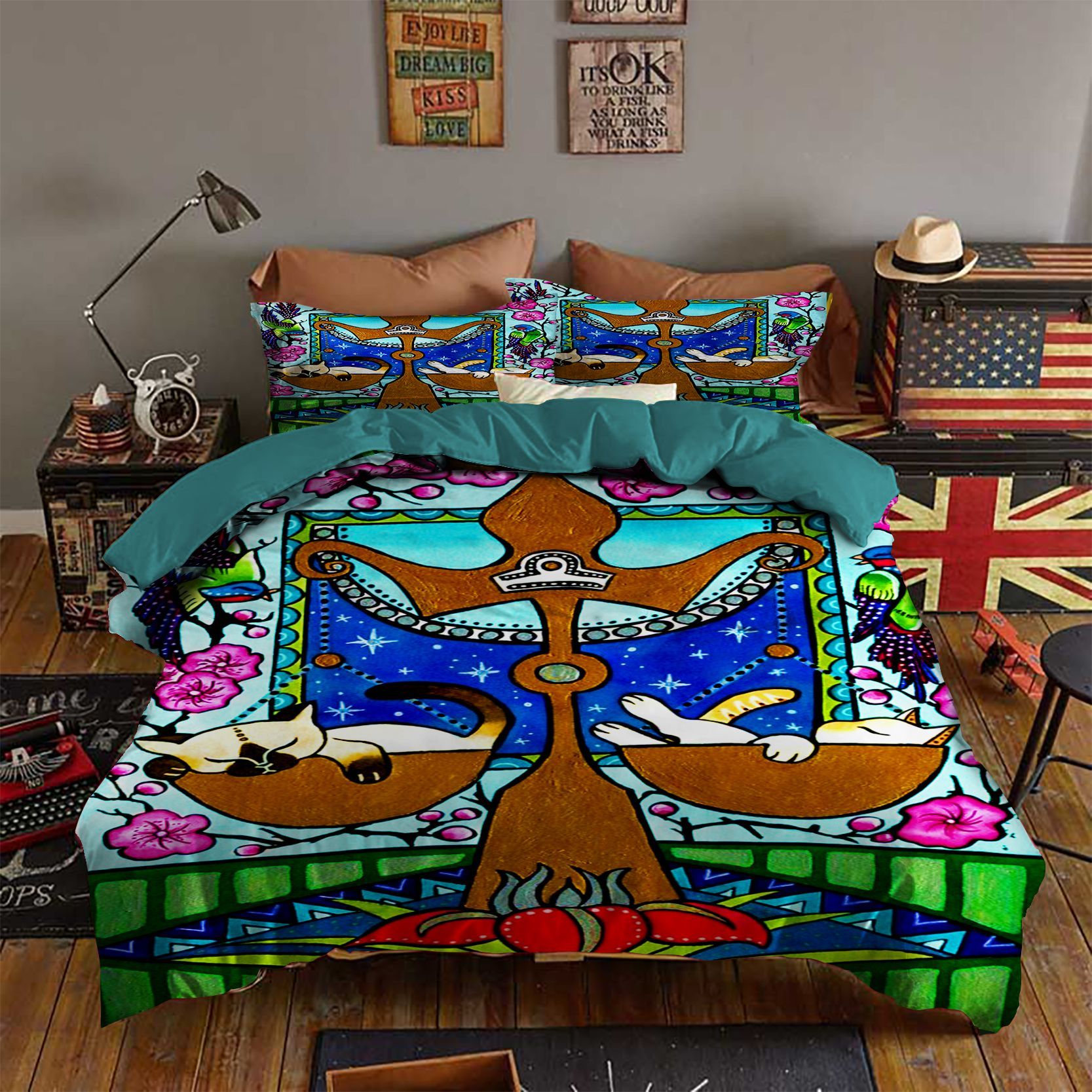 Libra Cat Zodiac Bedding Set