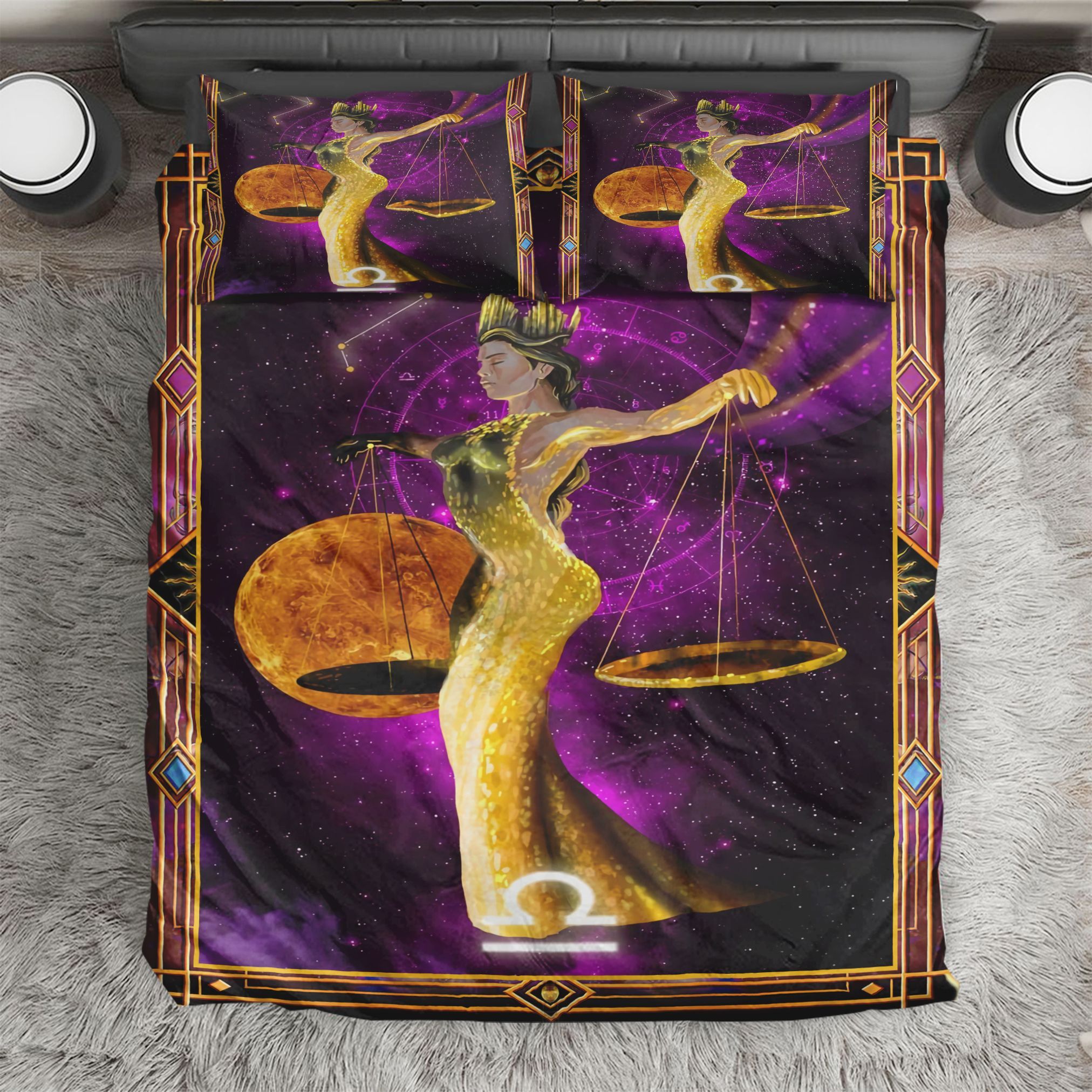 Libra Zodiac Galaxy Bedding Set