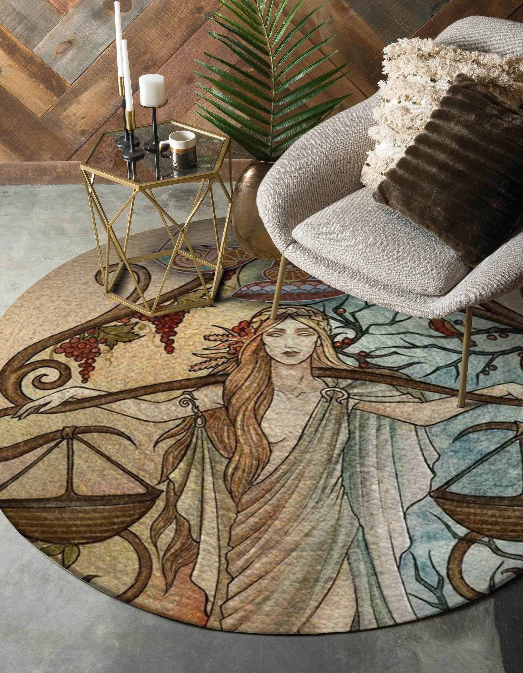 Libra Zodiac Round Carpet