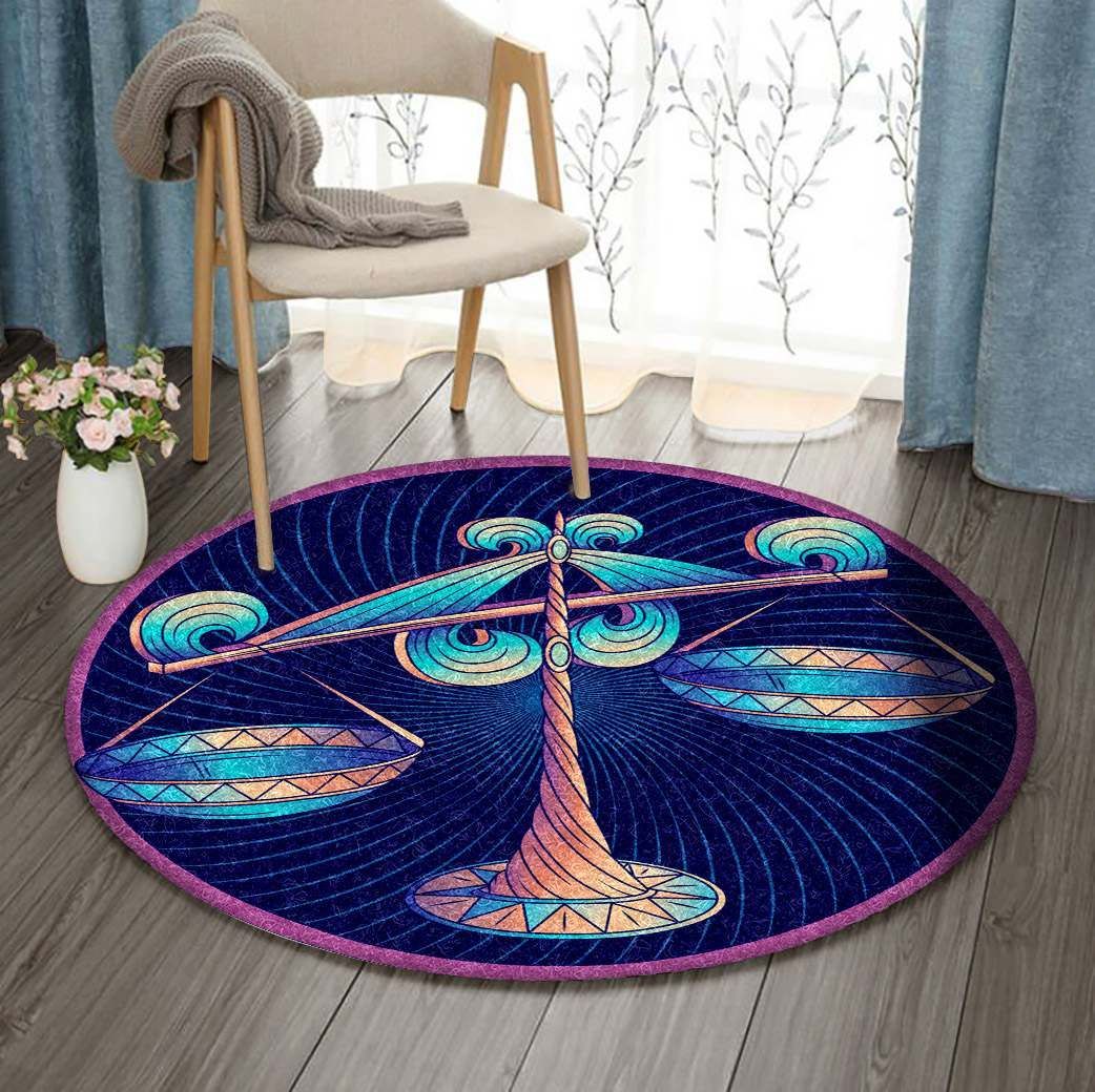 Libra Zodiac Sign Horoscope Round Carpet