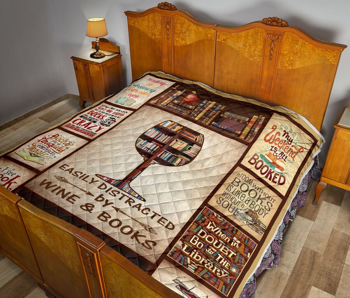 Librarian Easily Distracted By Wine Books Quilt Dhc09122314Dd