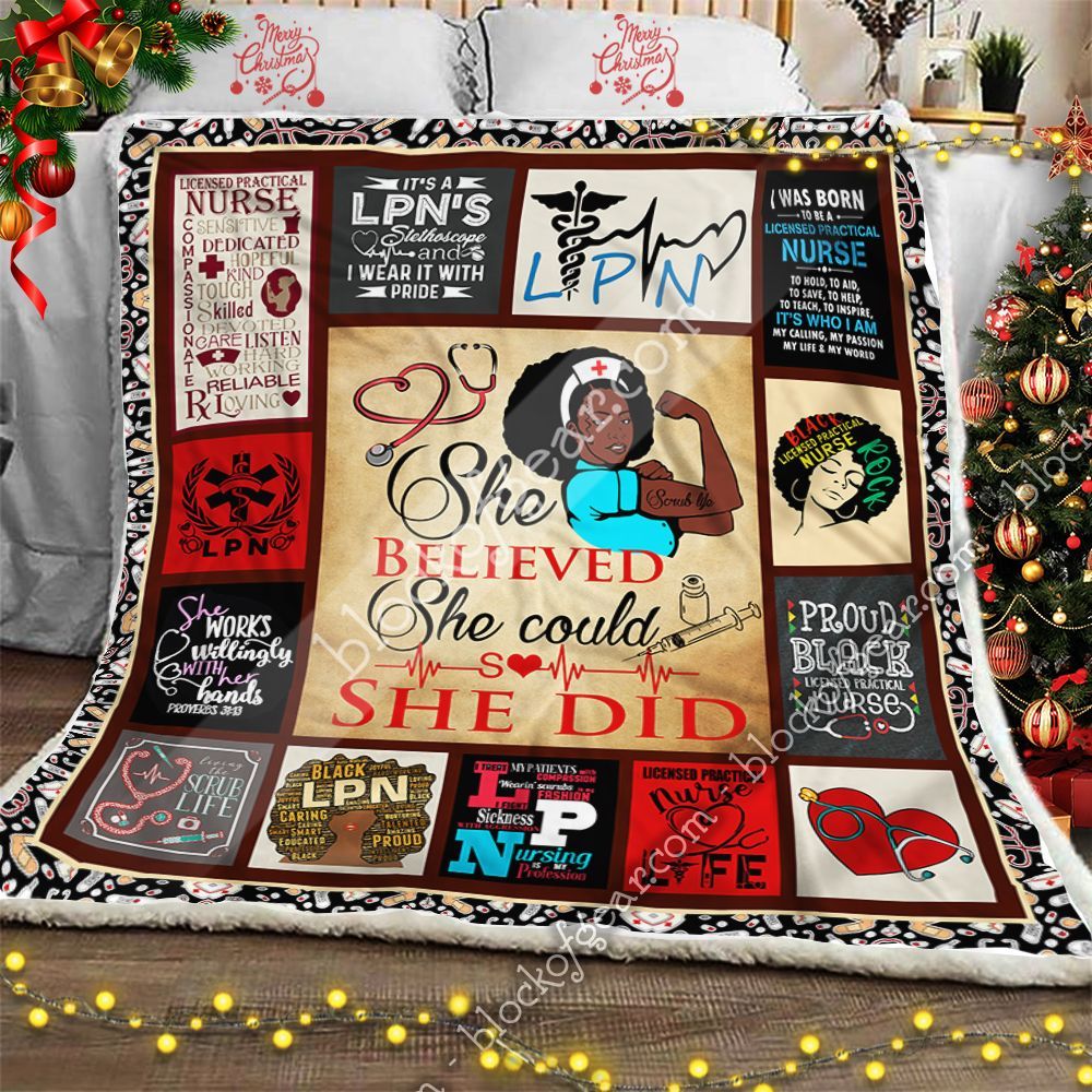 Licensed Practical Black Nurse Sherpa Fleece Blanket