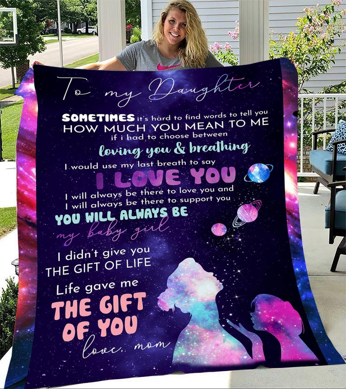Life Gave Me The Gift Of You Gift For Daughter Fleece Blanket