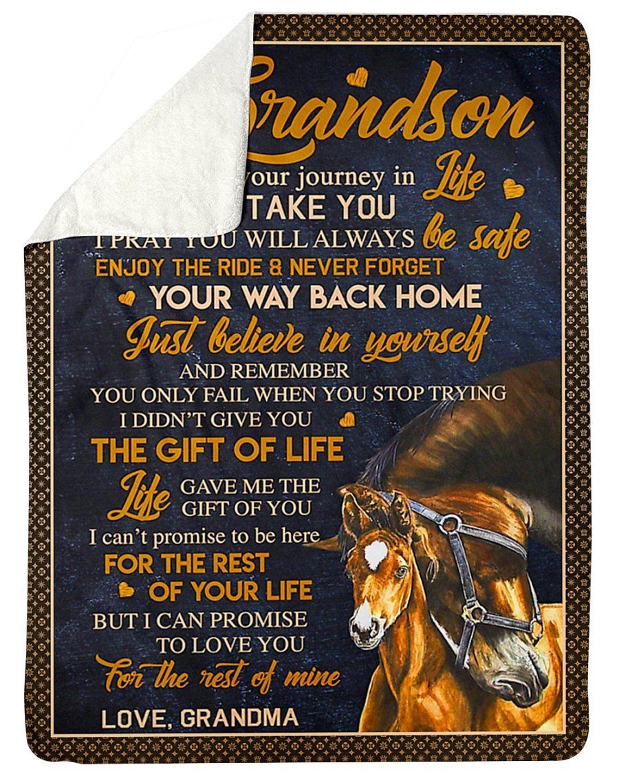 Life Gave Me The Gift Of You Grandma To Grandson Fleece Blanket Sherpa Blanket