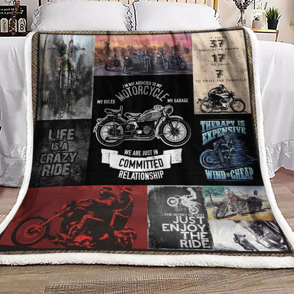 Life Is A Crazy Ride Motorcycle Sherpa Fleece Blanket