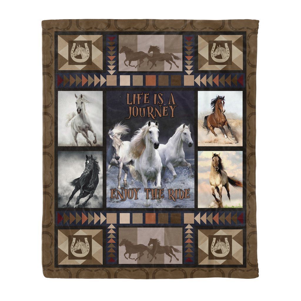 Life Is A Journey Horse Sherpa Fleece Blanket