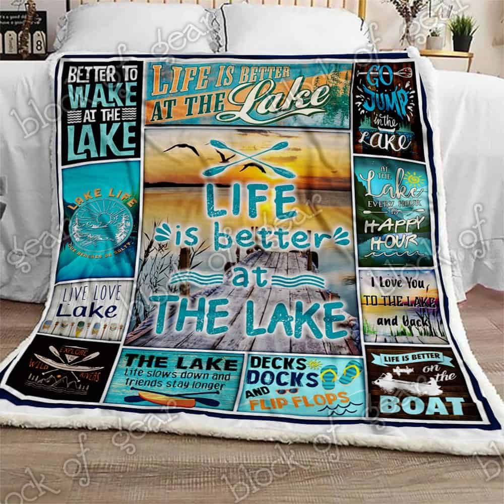 Life Is Better At The Lake Fleece Blanket
