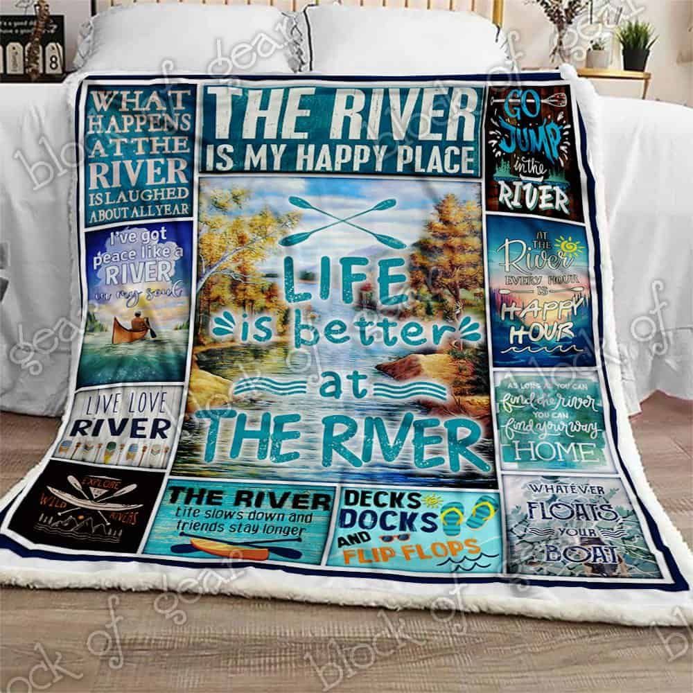 Life Is Better At The River Fleece Blanket