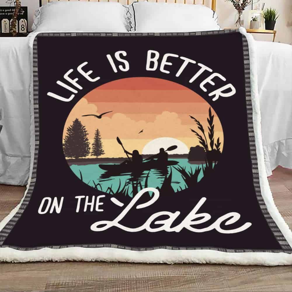 Life Is Better On The Lake Sherpa Fleece Blanket