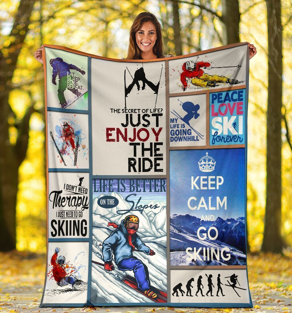 Life Is Better On The Slopes Funny Skiing Fleece Blanket