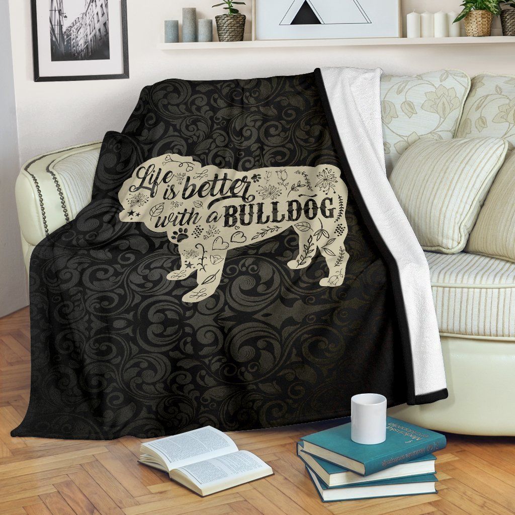 Life Is Better With A Bulldog Sherpa Fleece Blanket