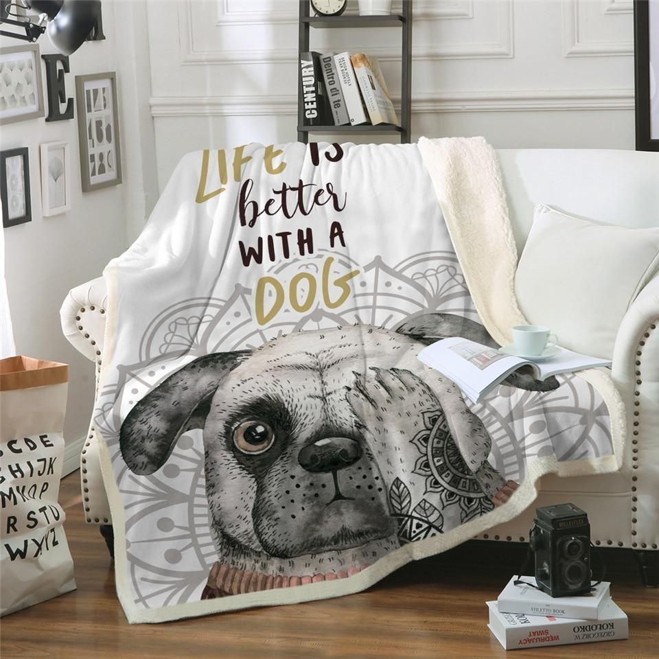 Life Is Better With A Dog Sherpa Fleece Blanket