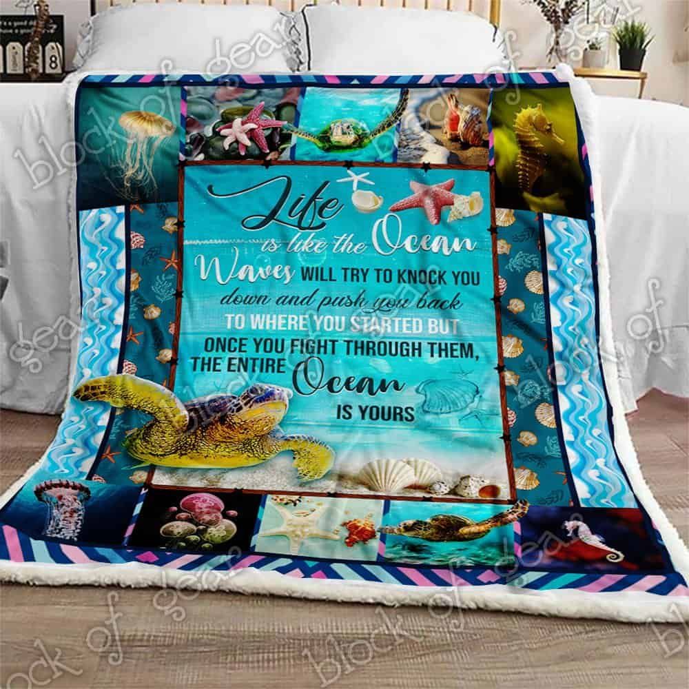 Life Is Like The Ocean Fleece Blanket
