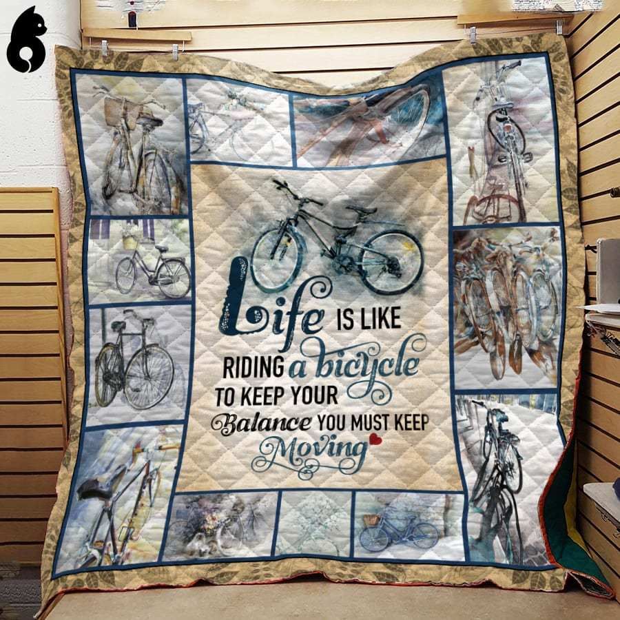 Life Is Riding A Bicycle Cycling Quilt Blanket Dhc191236Vt