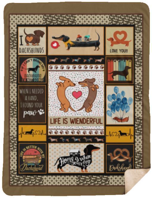 Life Is Wienderful Dachshund Sherpa Fleece Blanket