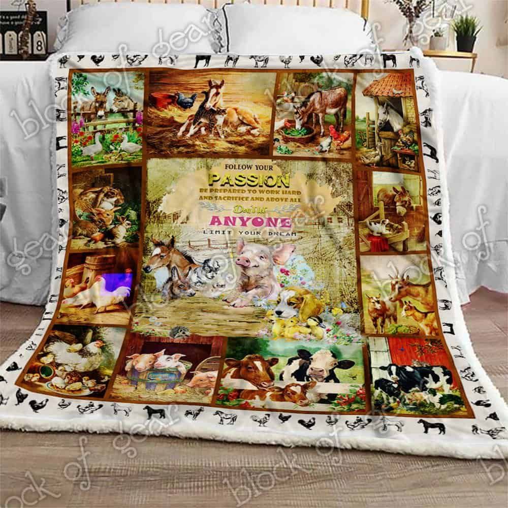 Life On Farm Fleece Blanket