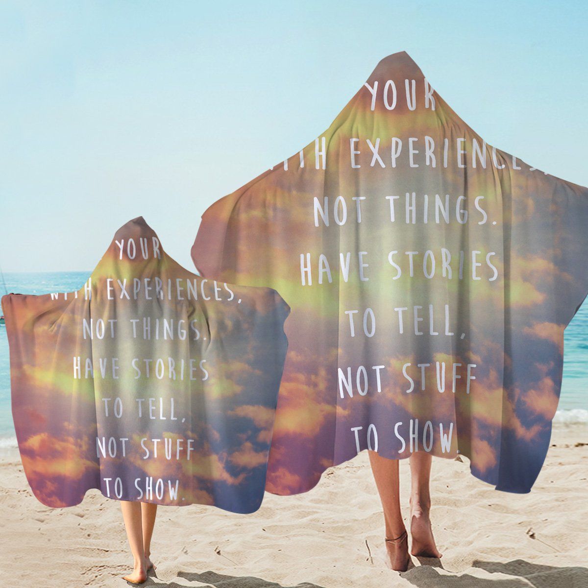 Life Quote Fill Your Life With Experiences Not Things Printed Hooded Towel