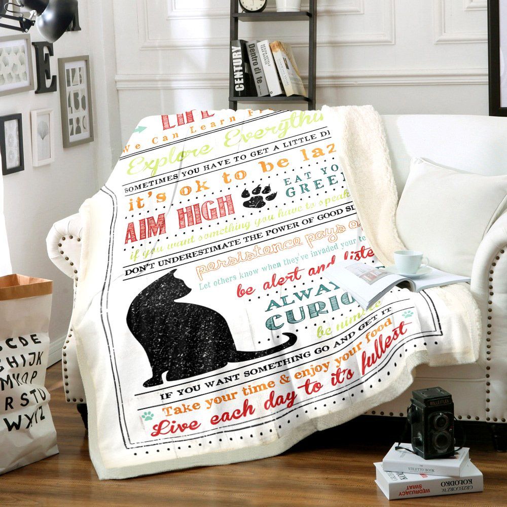 Life Tips Cats Sherpa Fleece Blanket