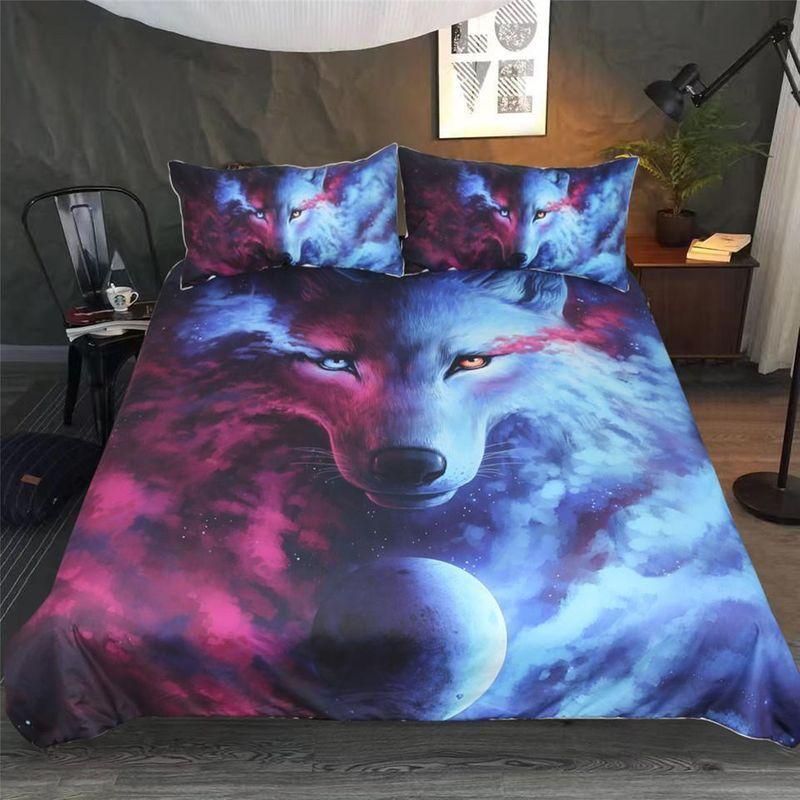 Light And Dark 3D Wolf Bedding Set