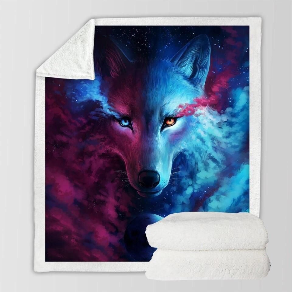 Light And Dark Fox Sherpa Fleece Blanket