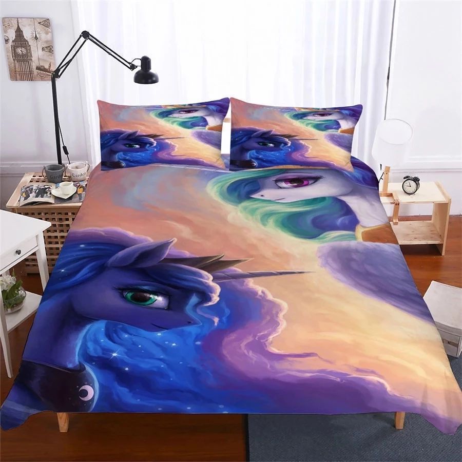 Light And Dark Unicorn Queens Bedding Set