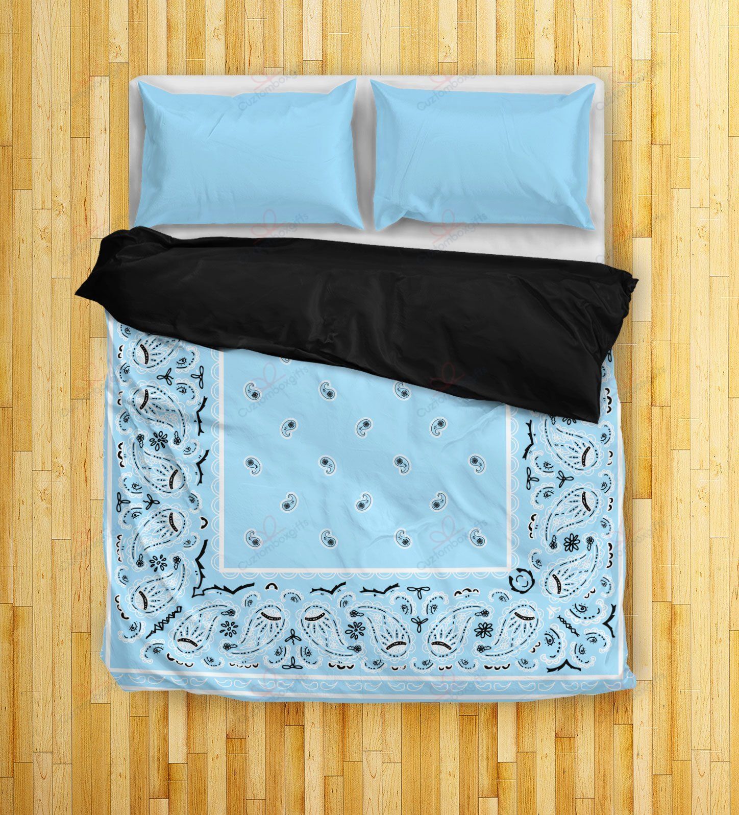 Light Blue Bandana Bedding Set