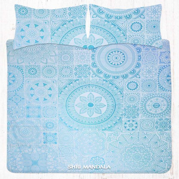 Light Blue Green Hippie Bedding Set