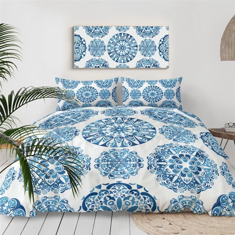 Light Blue Mandala Indigo Bedding Set