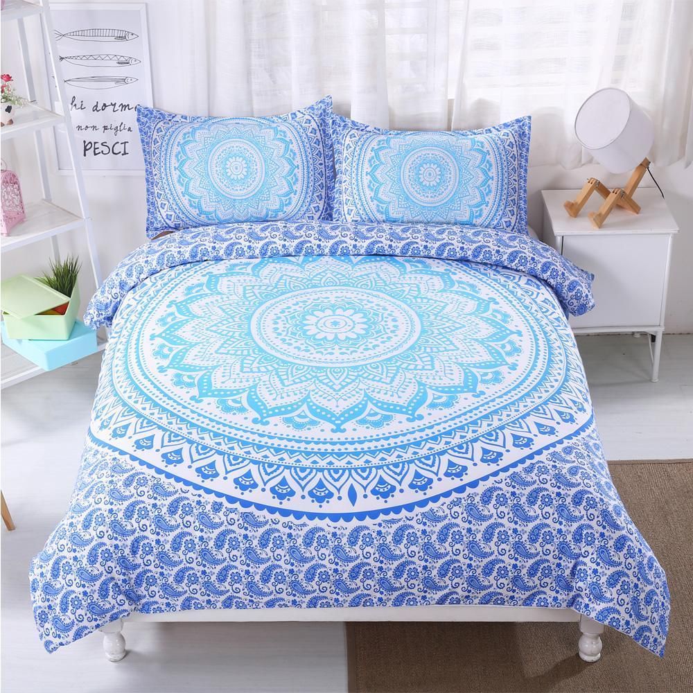 Light Blue Mandala Pattern Bedding Set