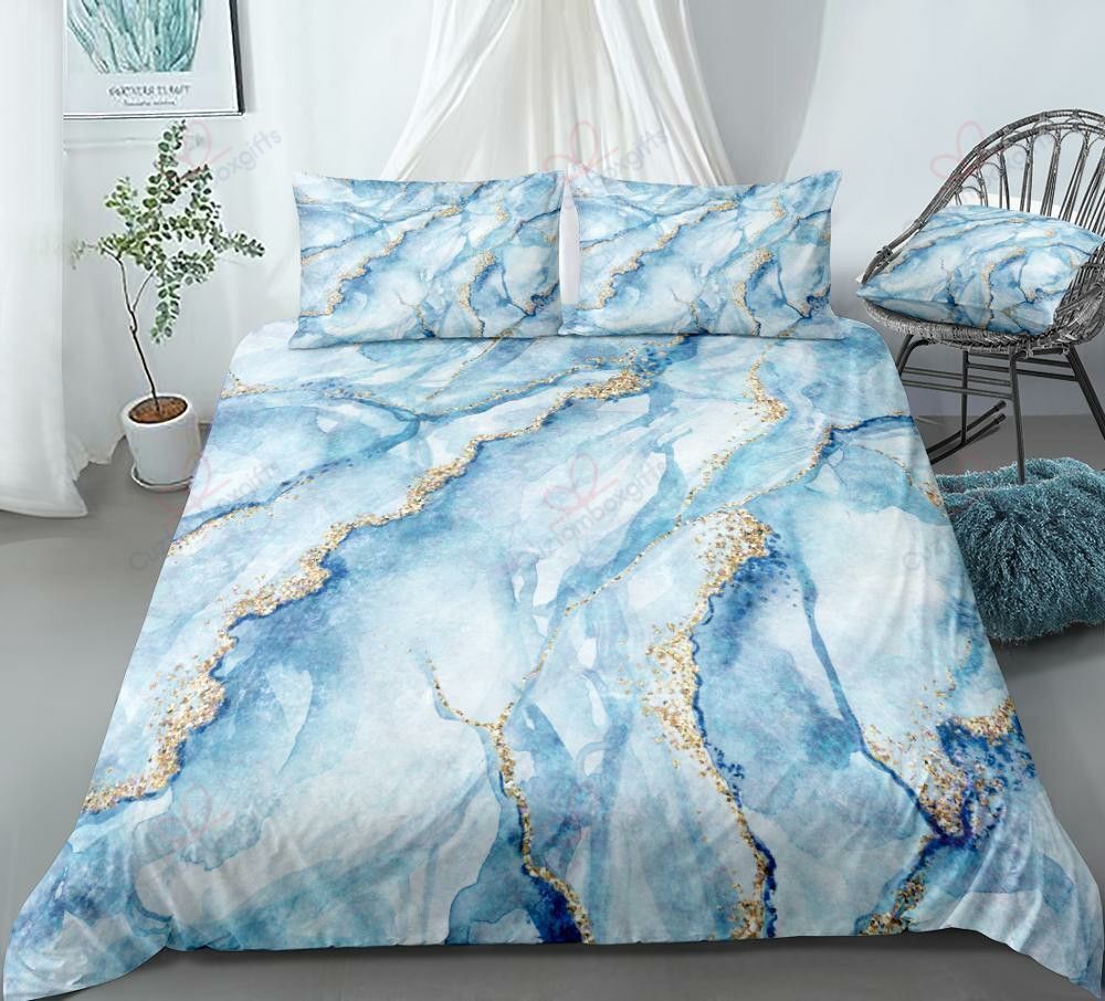 Light Blue Marble Bedding Set
