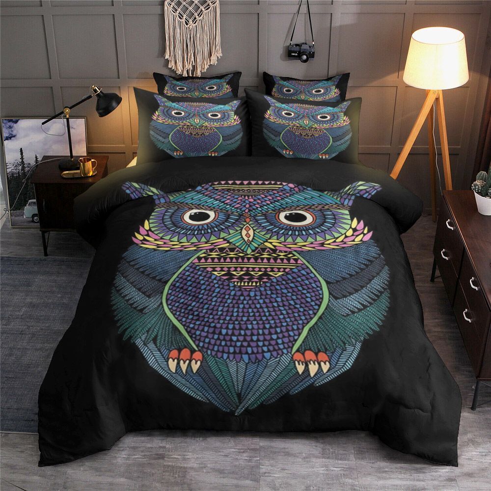 Light Blue Owl Bedding Set