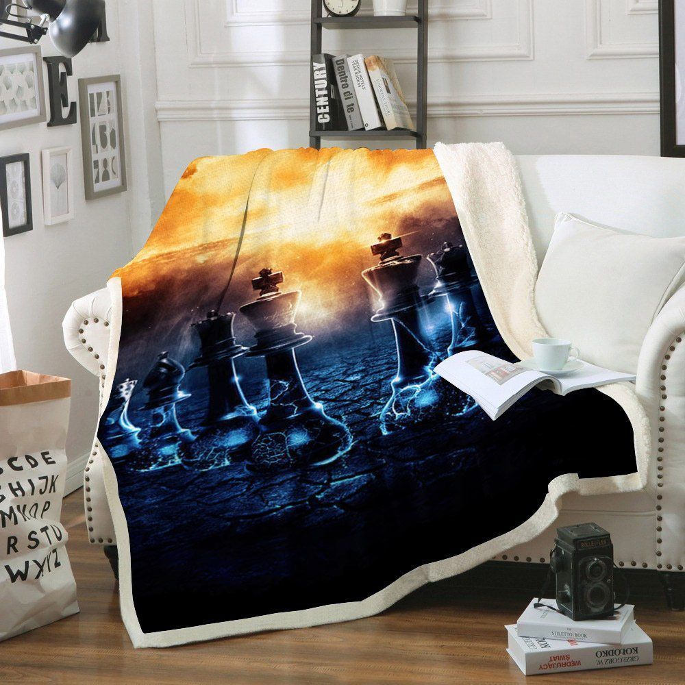 Light Chess Sherpa Fleece Blanket