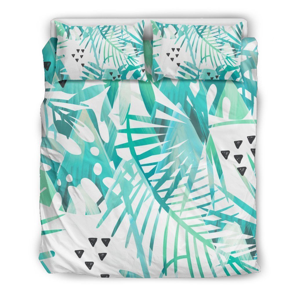 Light Green Teal Plants Bedding Set
