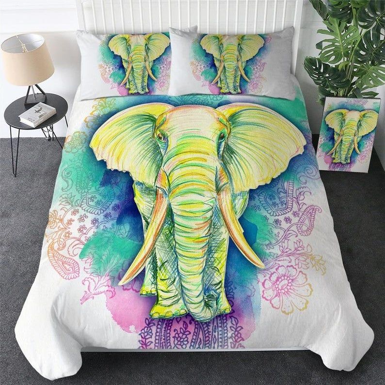 Light Lime Elephant Bedding Set