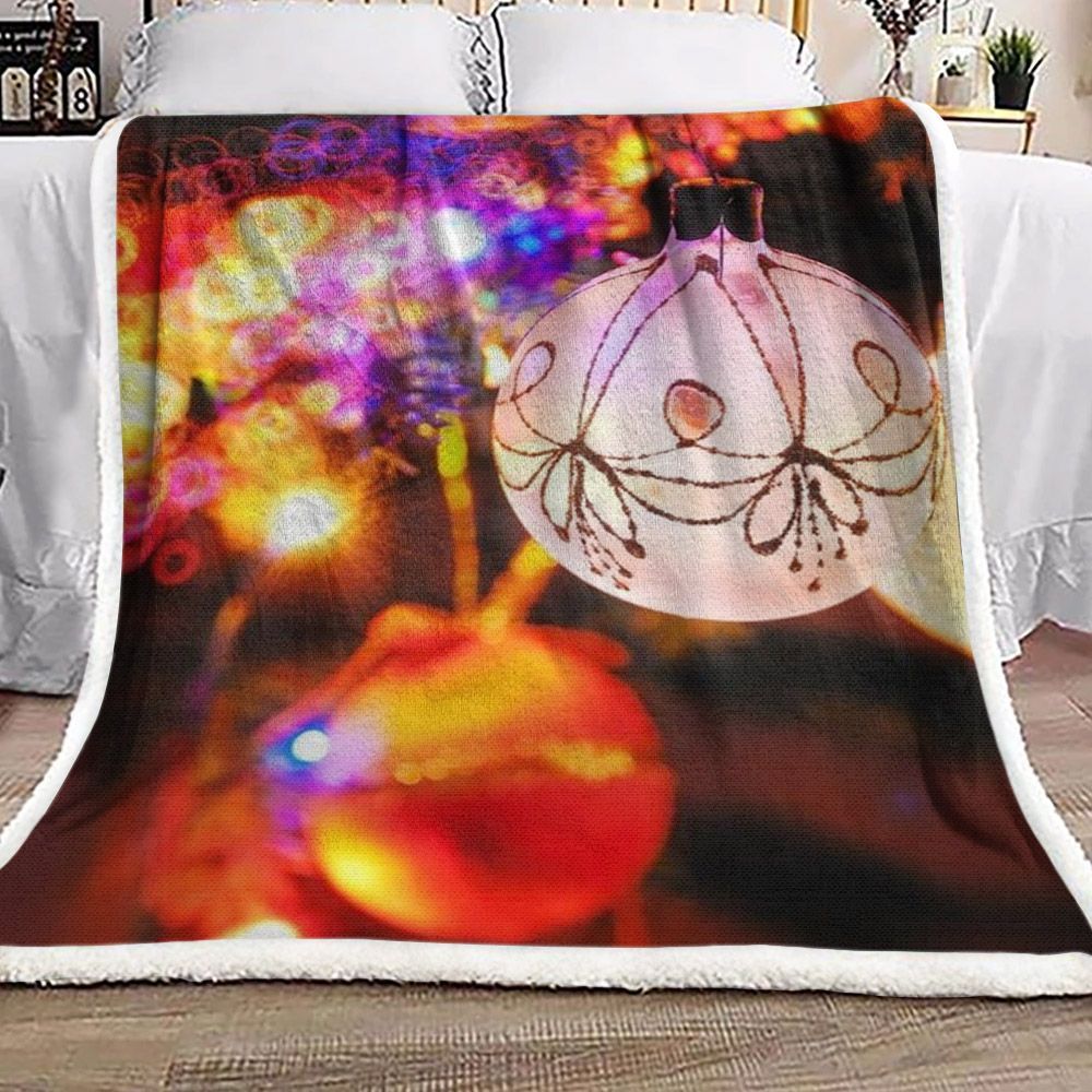 Light Merry Christmas Sherpa Fleece Blanket