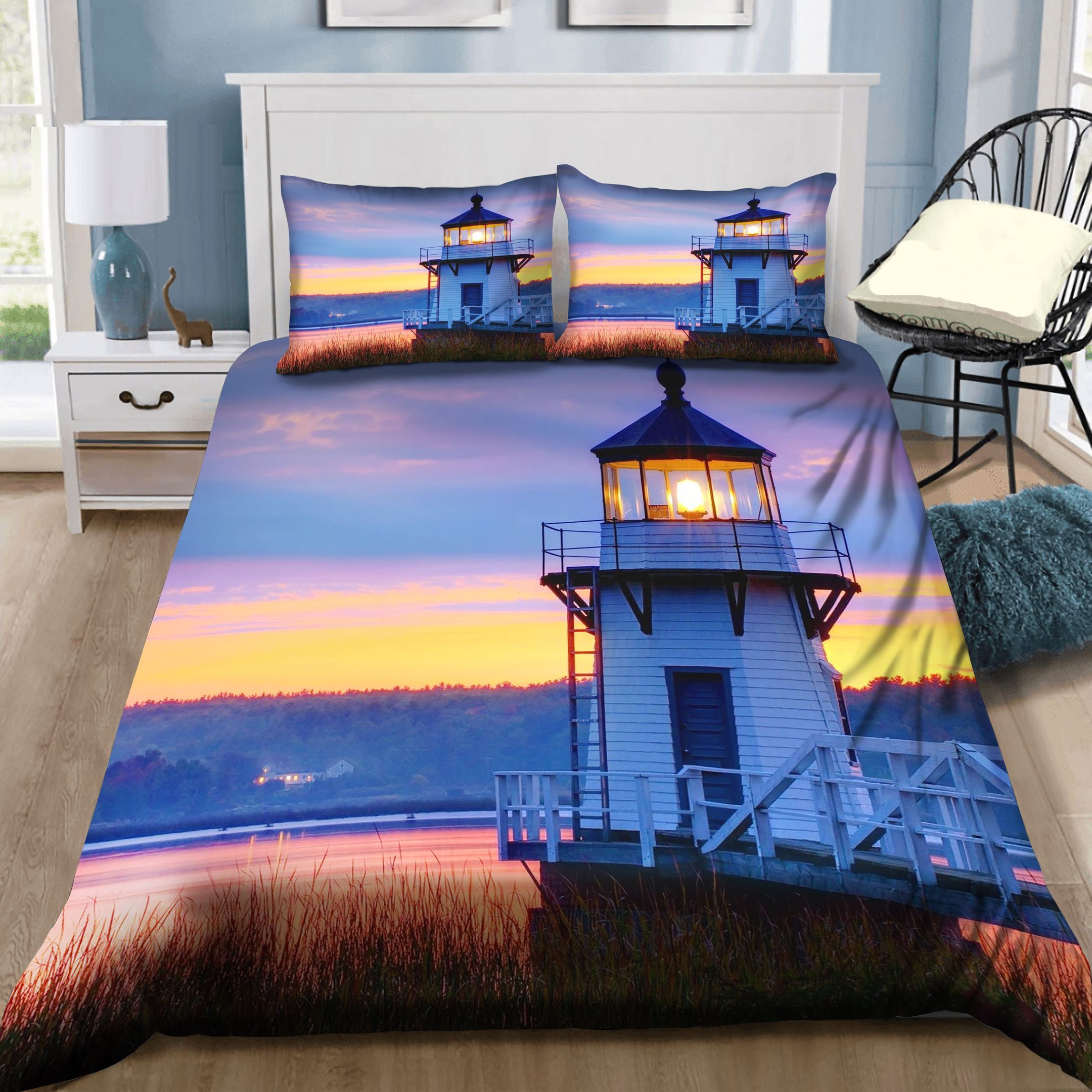 Lighthouse Sunset Bedding Set