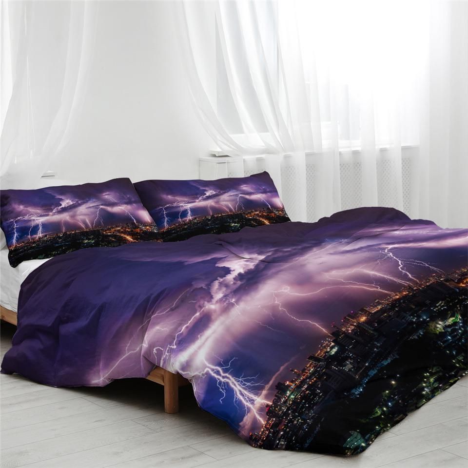 Lightning Show Over City Bedding Set
