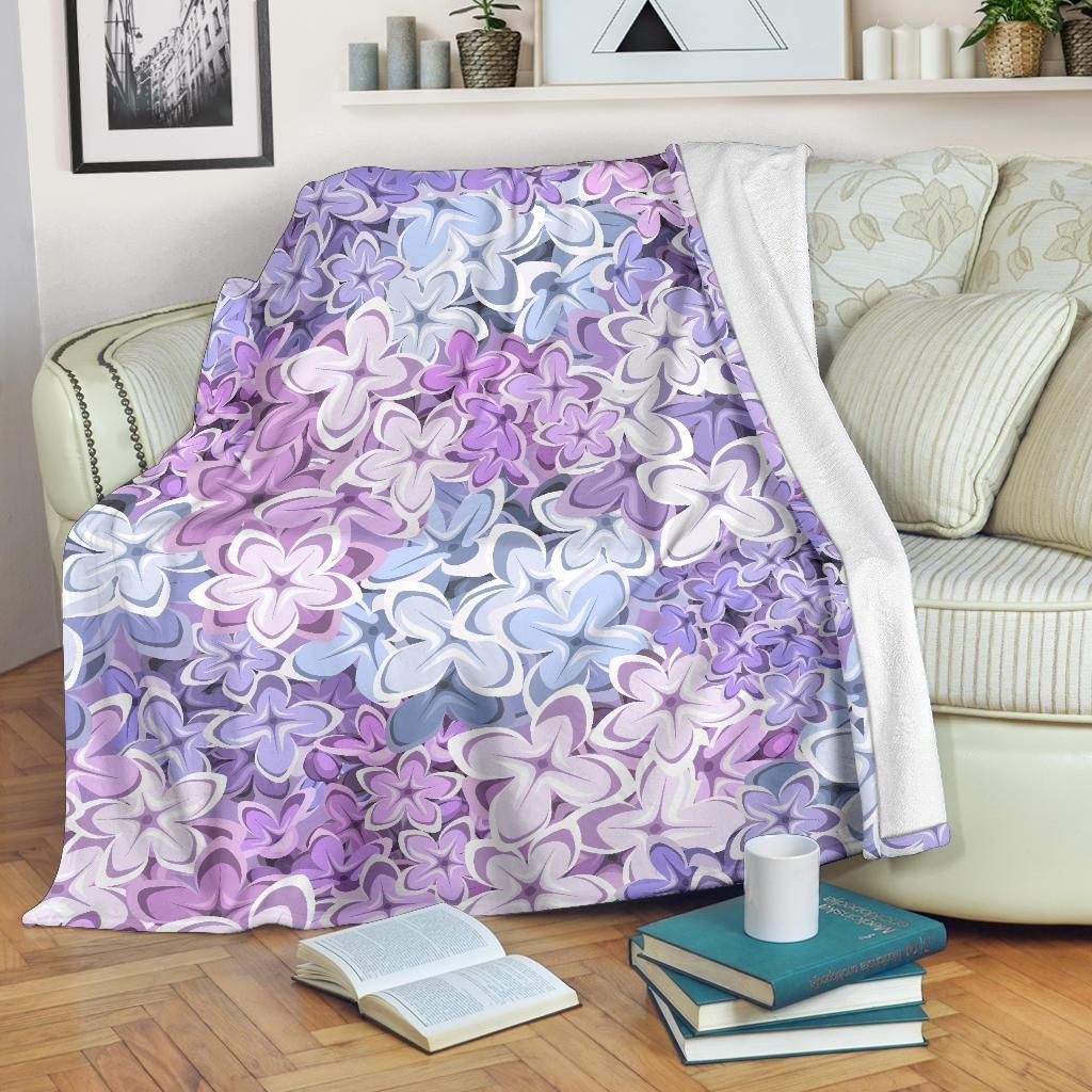 Lilac Pattern Print Design Purple Neon Fleece Blanket