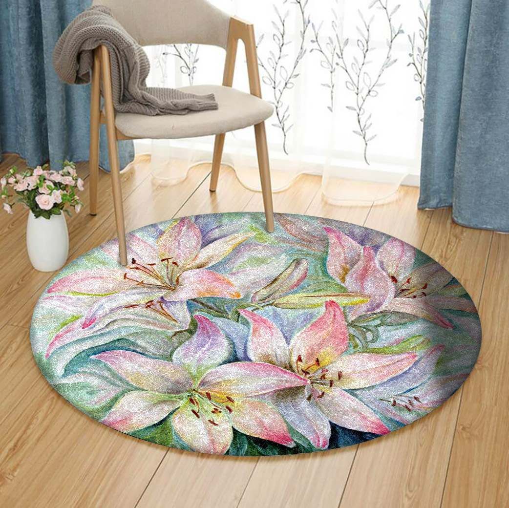 Lily Flower Round Carpet