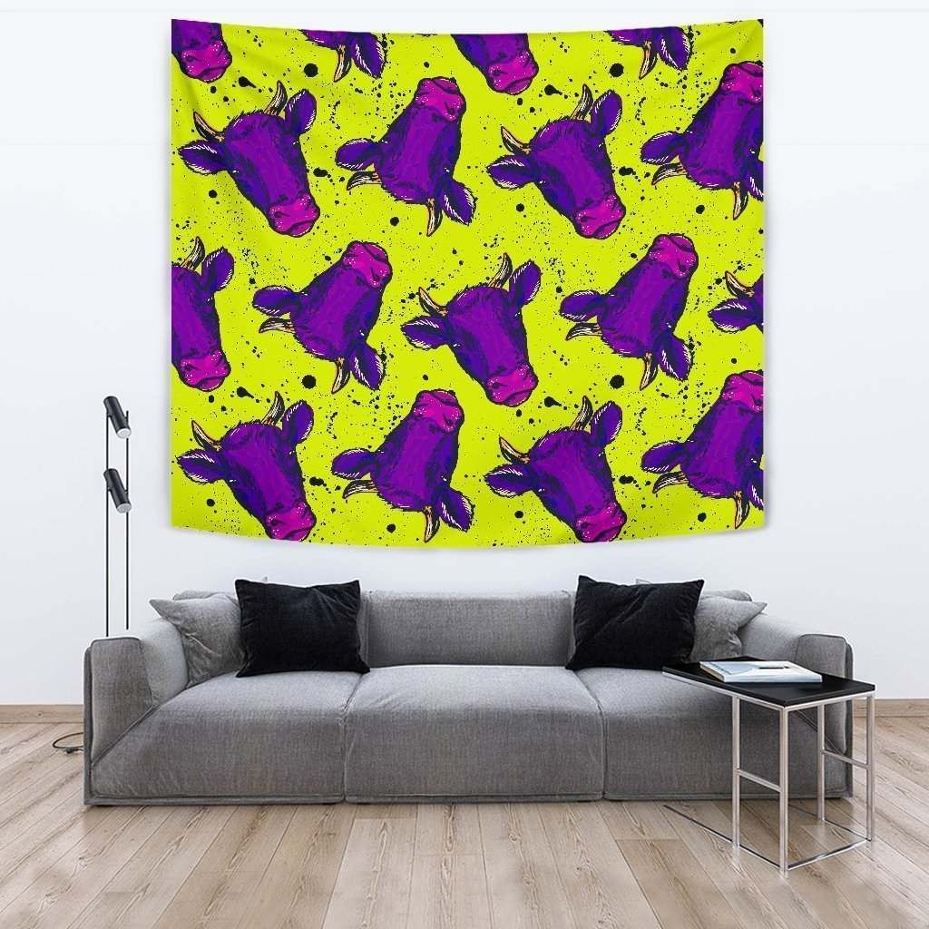 Lime Green And Purple Cow CL17100086MDT Tapestry