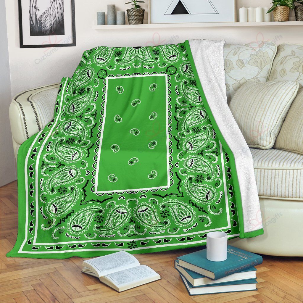 Lime Green Bandana Sherpa Fleece Blanket