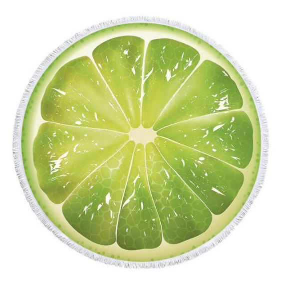 Lime Green Slice Printed Round Beach Towel