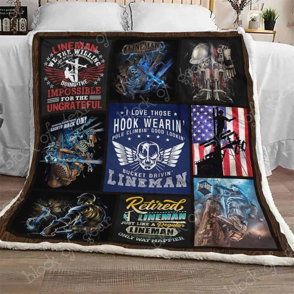 Lineman Sherpa Fleece Blanket
