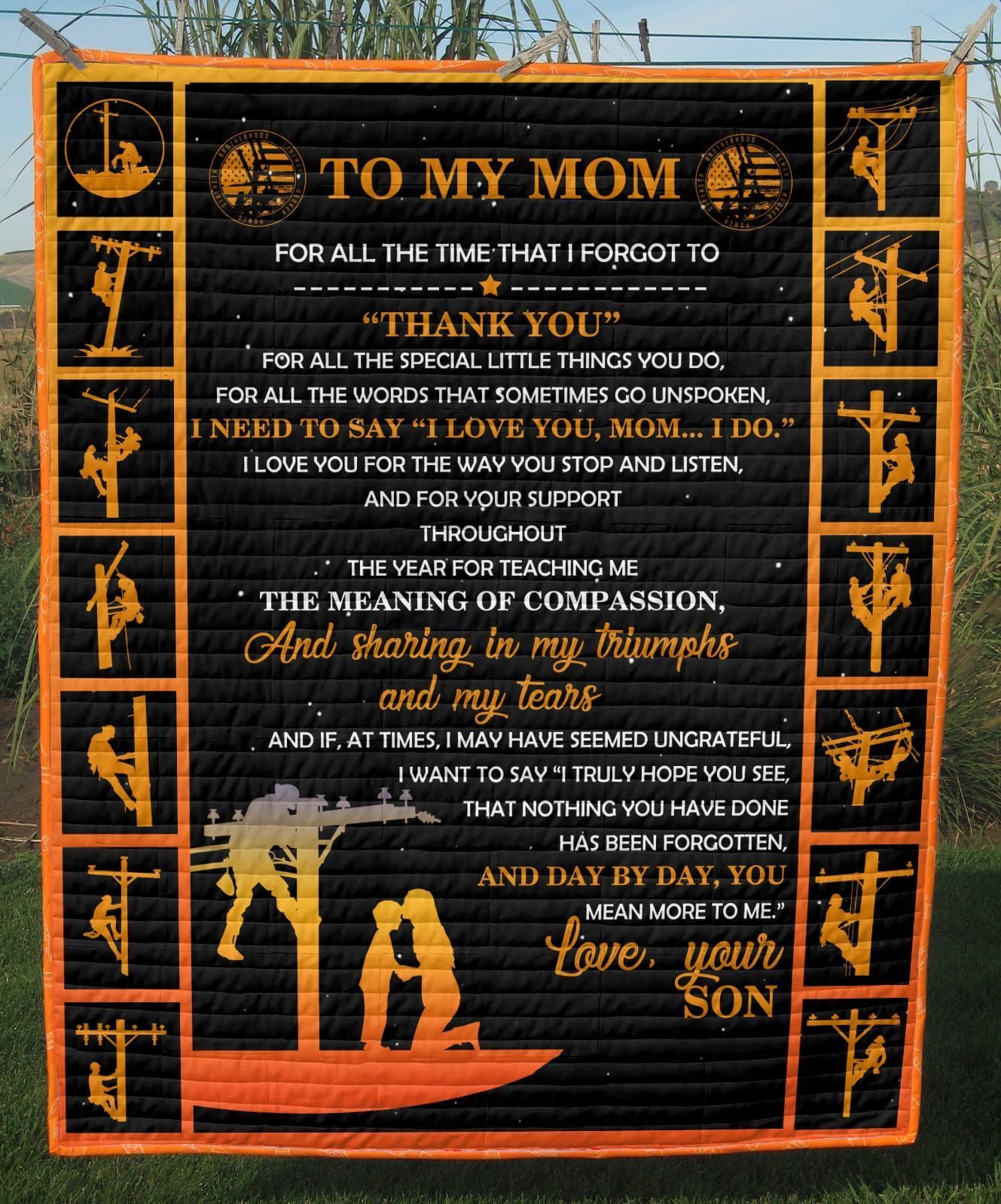 Lineman Lineman To Mom GS-CL-DT2906 Quilt Blanket