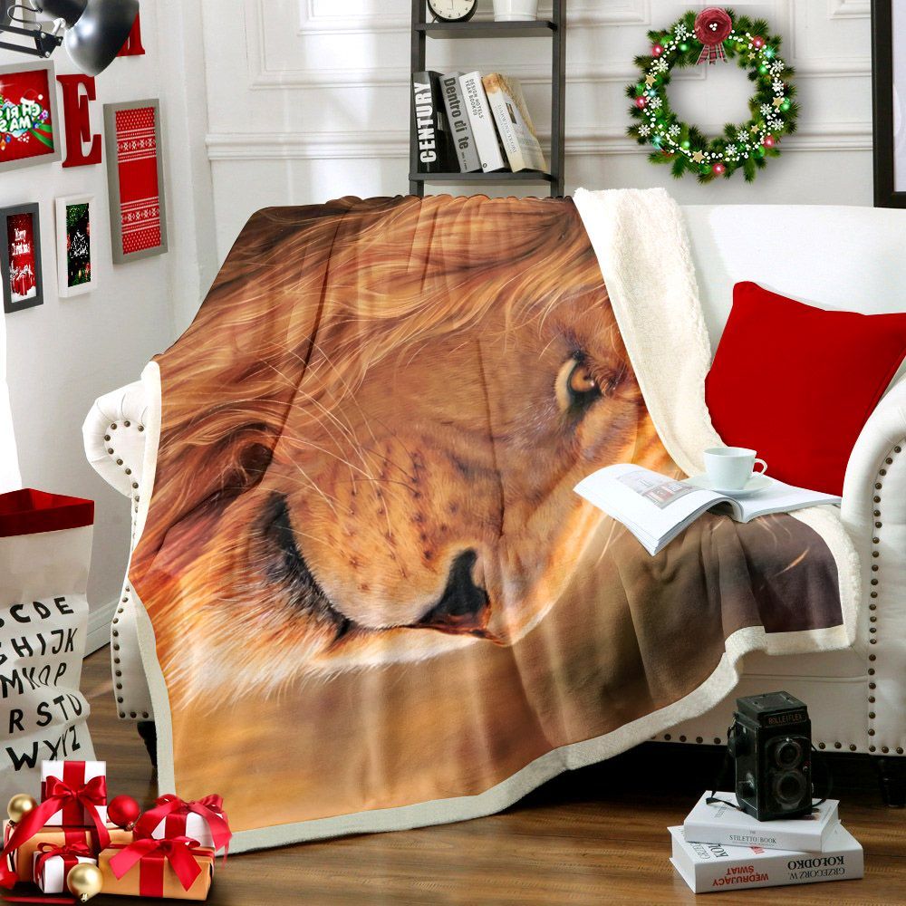 Lion Sherpa Fleece Blanket