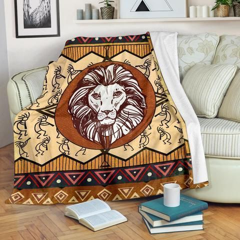 Lion African Culture Sherpa Fleece Blanket