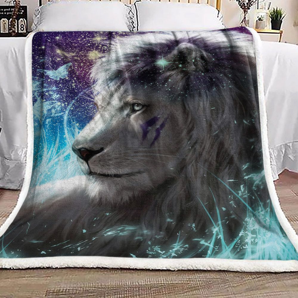 Lion And Butterfly Sherpa Fleece Blanket