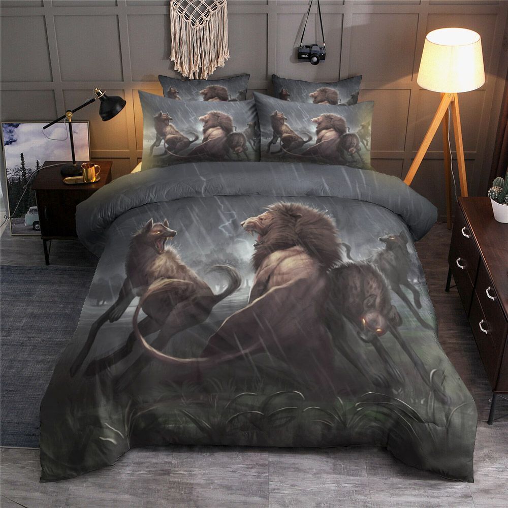 Lion And Hyena Painting Bedding Set
