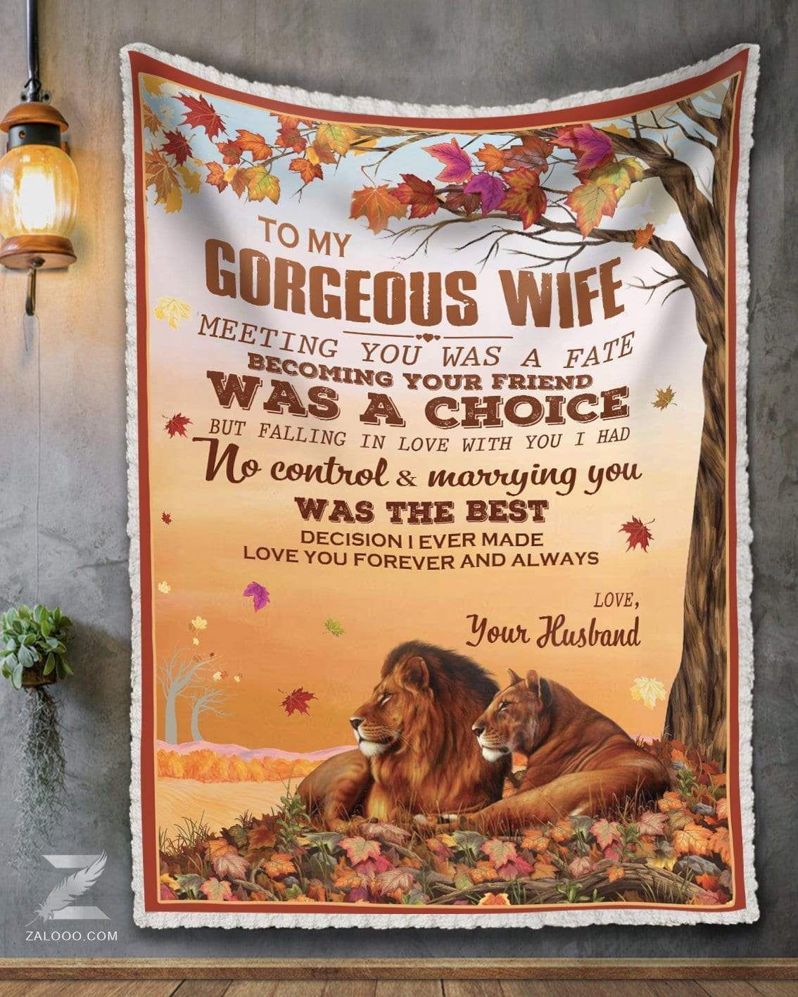 Lion And Lioness To My Gorgeous Wife Sherpa Fleece Blanket